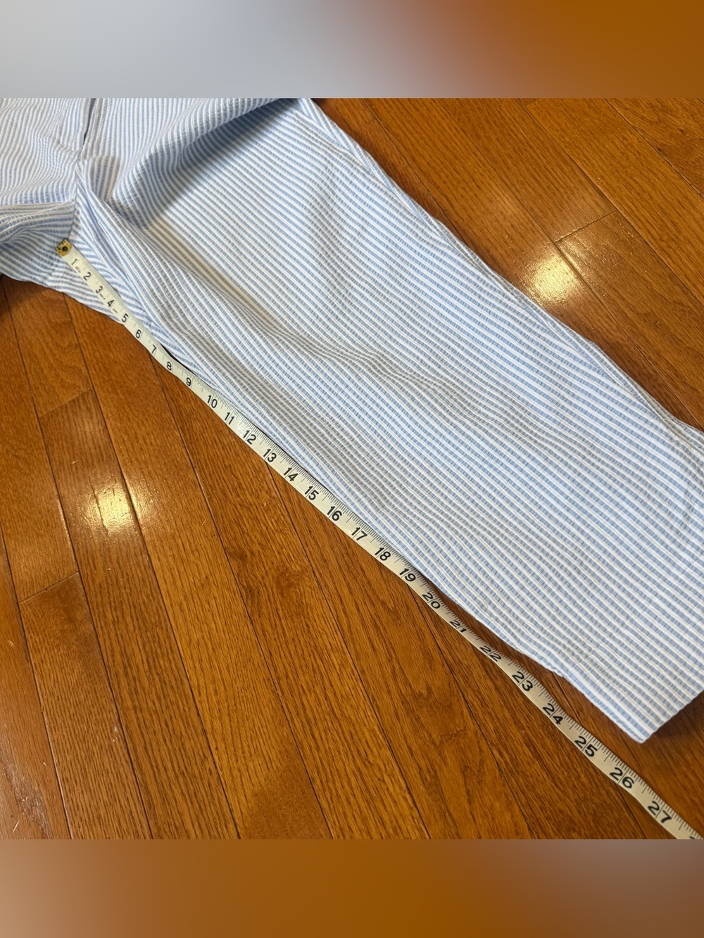 Talbots Women’s 14 Seersucker The Perfect Crop Pants Trousers Cropped Striped - Picture 8 of 9
